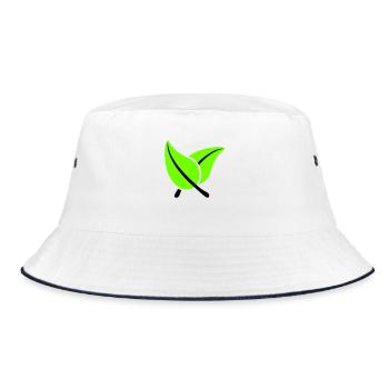 2 Green Beautiful Leaves Eco Spring Summer Nature - Bucket Hat - white/navy - Front