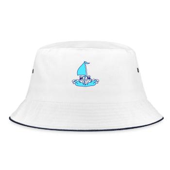 mignon drôle bateau vagues voile visage souriant - Bob - blanc/marine - Devant