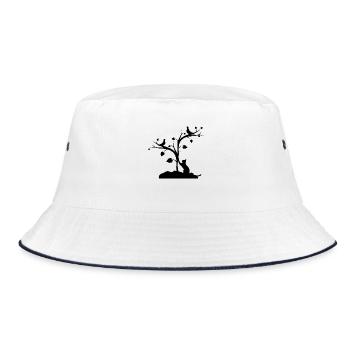 Katze - Bucket Hat - Weiß/Navy - Vorne