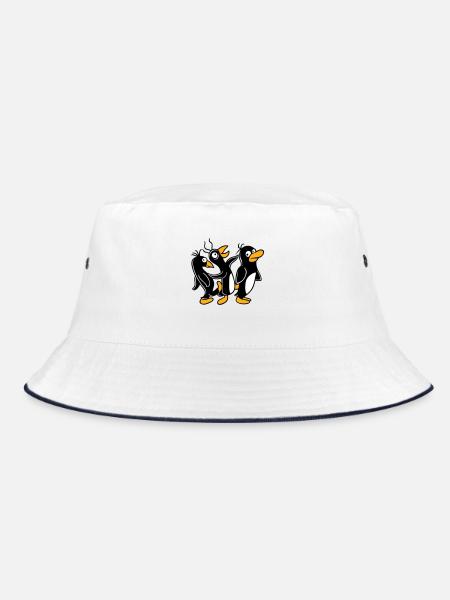Crazy penguins running stupid kicking team friends - Bucket Hat - white/navy - Front