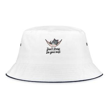 Chill Cat Hammock Vibes - Bucket Hat - white/navy - Front