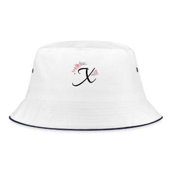 Buchstabe x Blumen - Bucket Hat - Weiß/Navy - Vorne