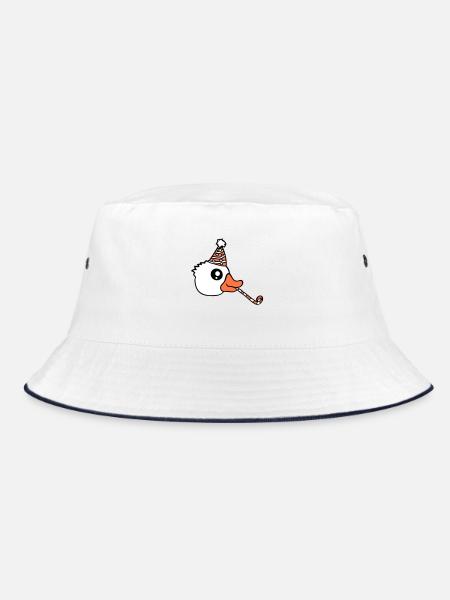 Duck Party Towel Hat Birthday Celebrate New Year's Eve - Bucket Hat - white/navy - Front