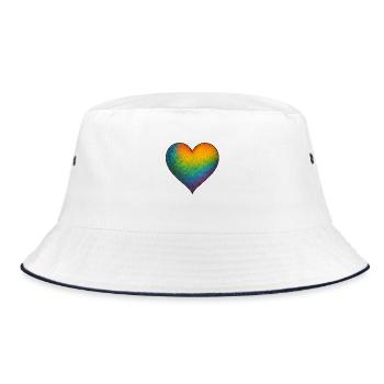 Rainbow Heart – Liebe in allen Farben - Bucket Hat - Weiß/Navy - Vorne