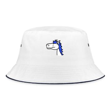 Pferd Süß Pony Fohlen Lange Haare Niedlich Comic - Bucket Hat - Weiß/Navy - Vorne