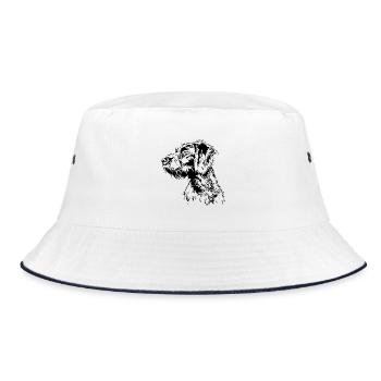 GERMAN WIRE HAIR Wilsigns Jagdhund hunting dogs - Bucket Hat - white/navy - Front