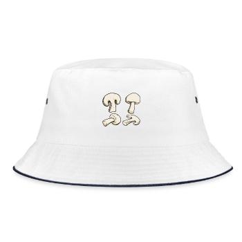 Pilze Suchen Zubehör Kostüm Pilz Outfit Champignon - Bucket Hat - Weiß/Navy - Vorne