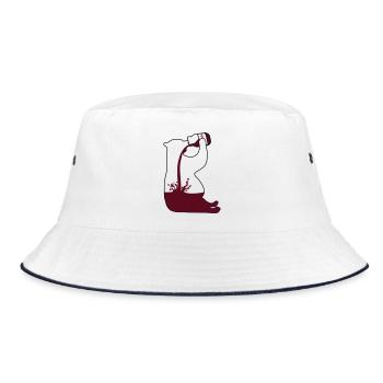 Gewichtheber Bär Schoki - Chocoholic - Bucket Hat - Weiß/Navy - Vorne