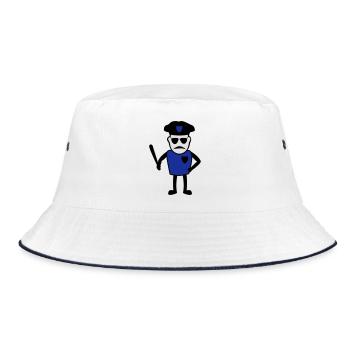 Policeman with truncheon - Bucket Hat - white/navy - Front