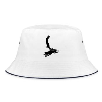 Snowmobil, Snowboarder, Snowboarden, - Bucket Hat - Weiß/Navy - Vorne