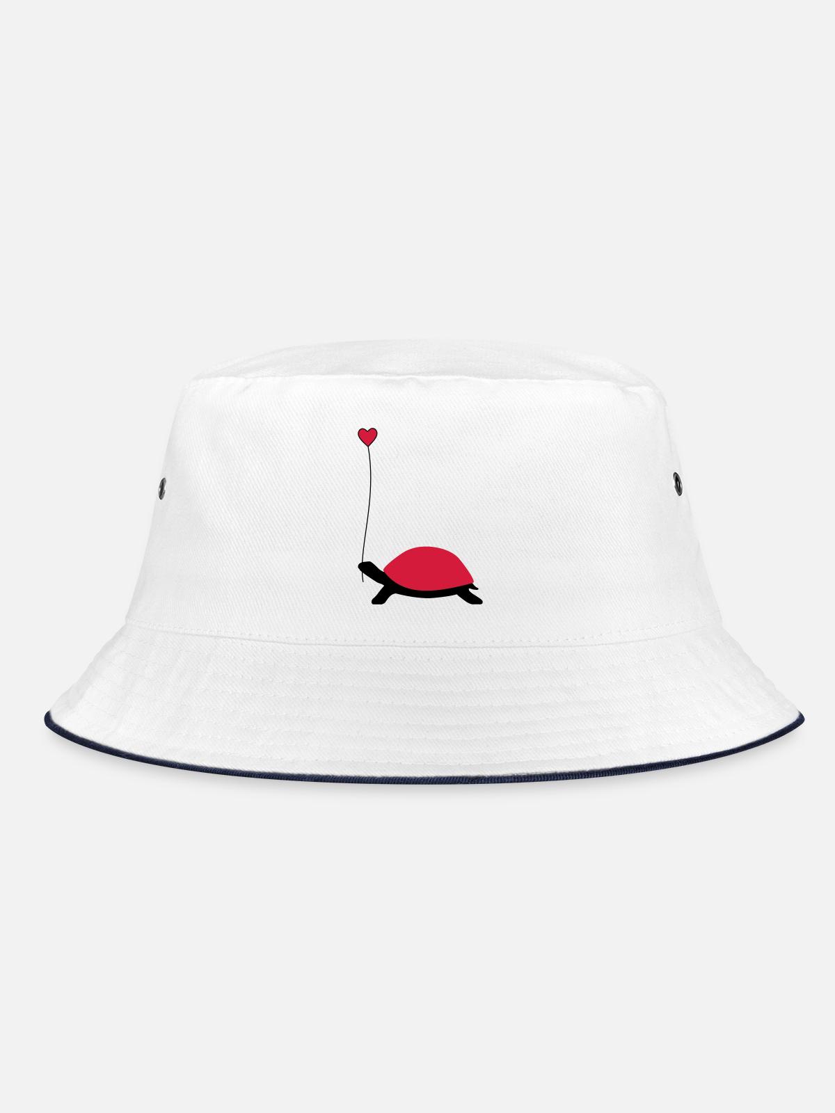 Turtle with heart balloon - Bucket Hat - white/navy - Front