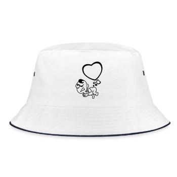 Engel Herzen pupsen 1c - Bucket Hat - Weiß/Navy - Vorne