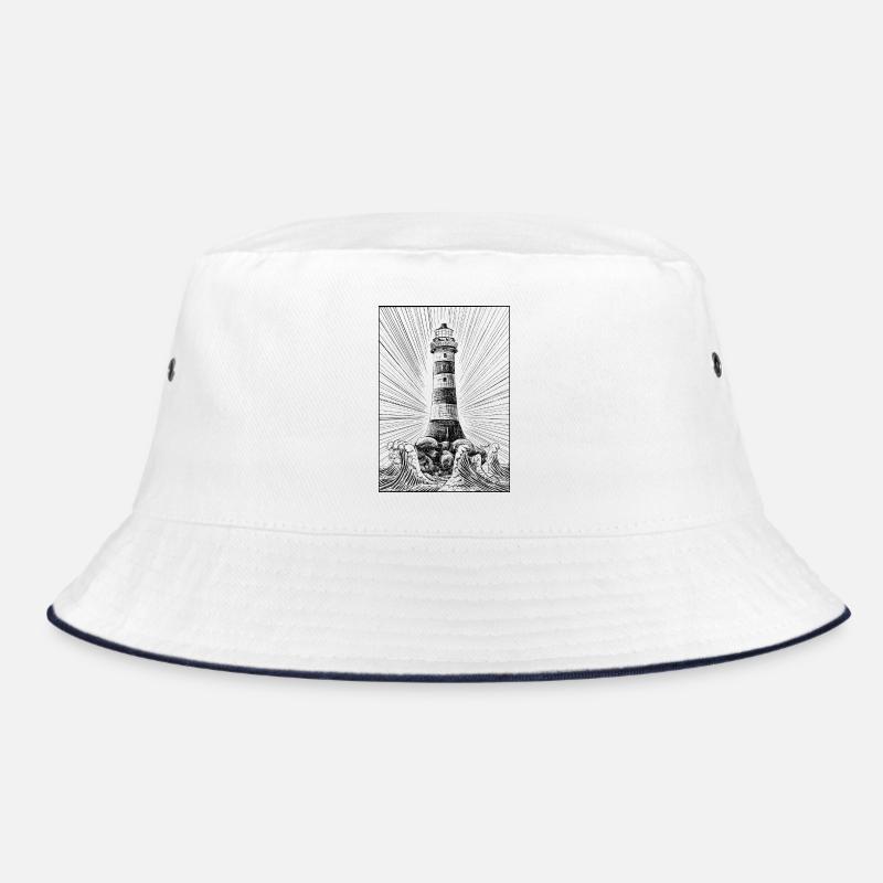 Lighthouse - Bucket Hat - Weiß/Navy