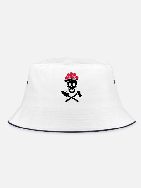 Schwarzwald Totenkopf Bollenhut Axt - Pure Heimat - Bucket Hat - Weiß/Navy - Vorne