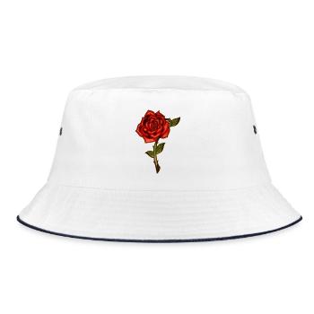 rote Rose - Bucket Hat - Weiß/Navy - Vorne