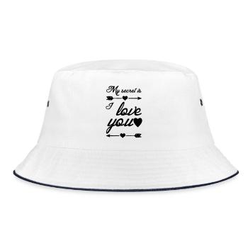 Secret Love Liebe, Sprüche, Geschenk Paar - Bucket Hat - Weiß/Navy - Vorne