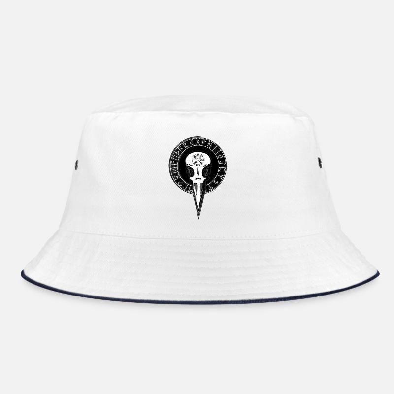 Raven skull with big run circle Bucket Hat