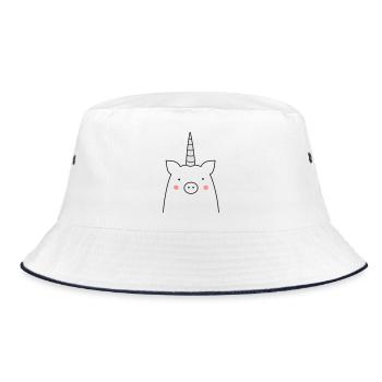 funny pig unicorn sow gift idea - Bucket Hat - white/navy - Front