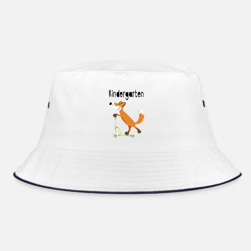 Auf den Kindergarten - lustiger Fuchs mit Roller - Bucket Hat - Weiß/Navy