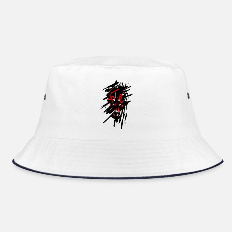 Teufel Horror Graffiti - Bucket Hat - Weiß/Navy