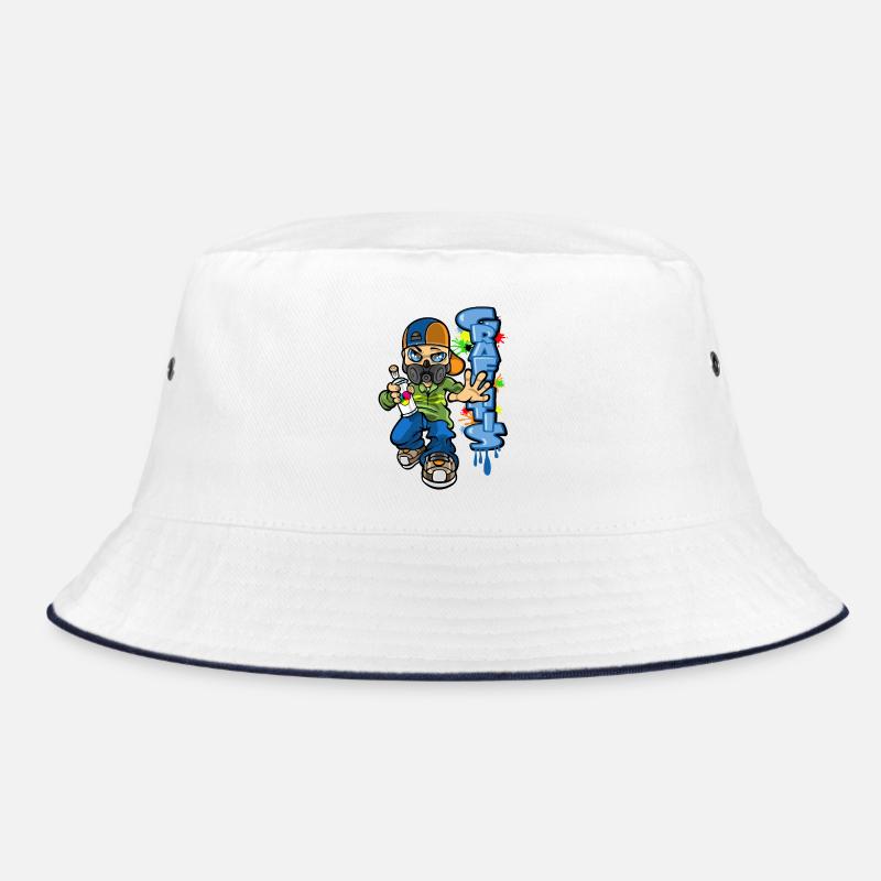 B-Boy und Graffiti - Bucket Hat - Weiß/Navy