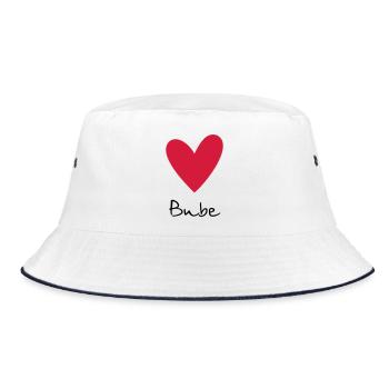 Herz Bube Herzbube Geschenk - Bucket Hat - Weiß/Navy - Vorne