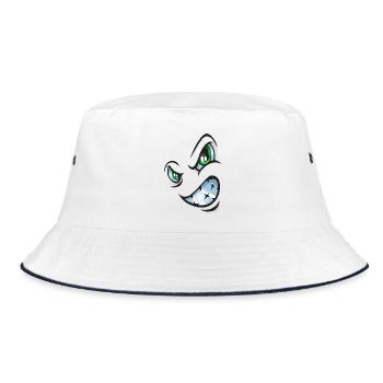 Angry cartoon face - Bucket Hat - Weiß/Navy - Vorne