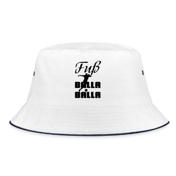 Fuß-Balla-Balla Fußball Geschenk Sprüche EM - Bucket Hat - Weiß/Navy - Vorne