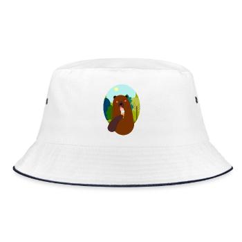 Bär mit Eis - Bucket Hat - Weiß/Navy - Vorne