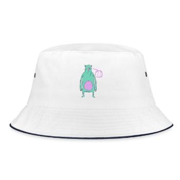 Boom Bär Grün - Bucket Hat - Weiß/Navy - Vorne