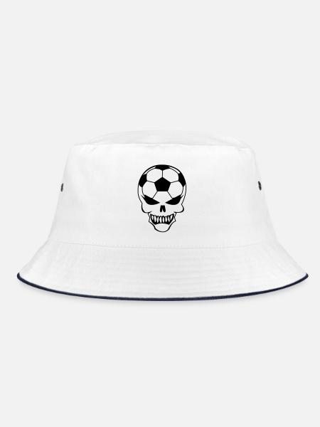 Fußball-Totenkopf - Bucket Hat - Weiß/Navy - Vorne