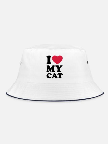 I love my cat - Bucket Hat - white/navy - Front