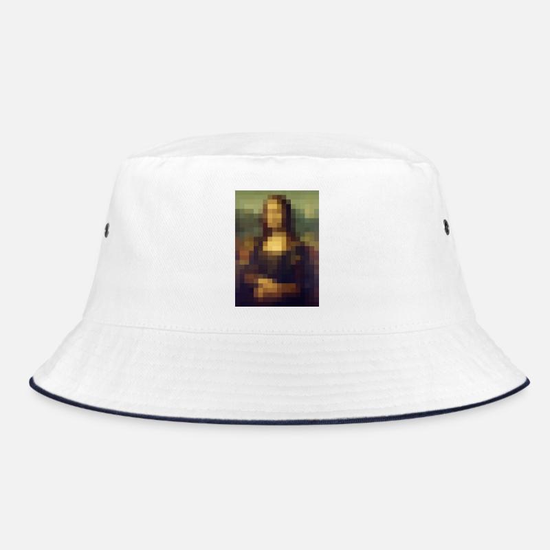 Mona Lisa 8-bit pixel painting Leonardo da Vinci Bucket Hat