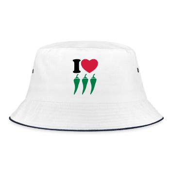 I love chilli - Bucket Hat - white/navy - Front