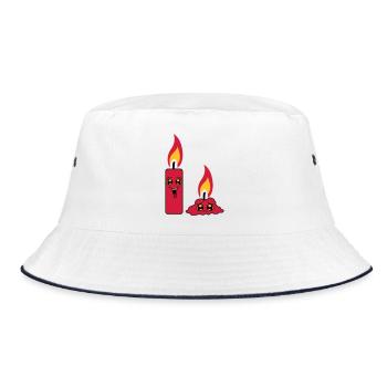 2 candles team couple funny sad burned down comic - Bucket Hat - white/navy - Front