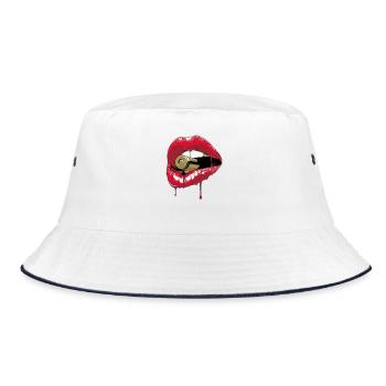Kussmund - Bucket Hat - Weiß/Navy - Vorne