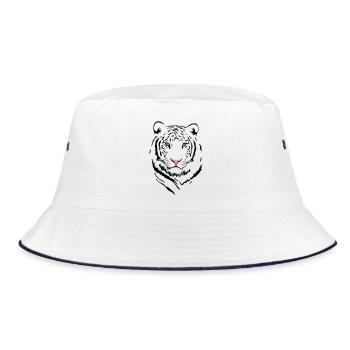 White Tiger # 2 - Bucket Hat - Weiß/Navy - Vorne
