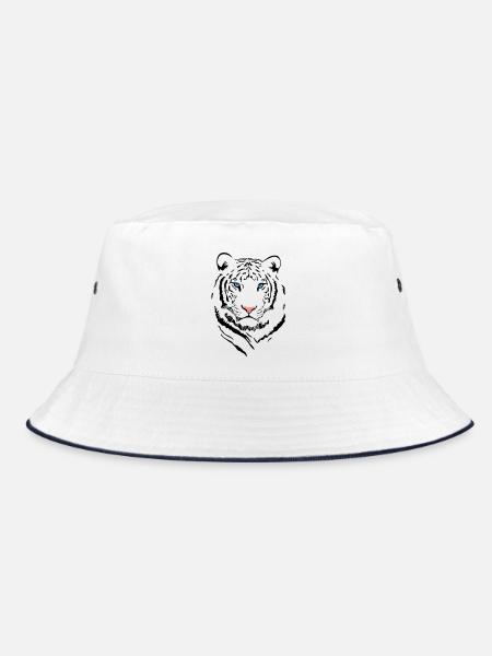 White Tiger # 2 - Bucket Hat - Weiß/Navy - Vorne