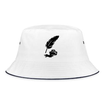 Quill Pen and Ink Pot - Bucket Hat - white/navy - Front