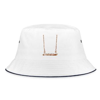 Rustikale Holzhängeschaukel - Bucket Hat - Weiß/Navy - Vorne