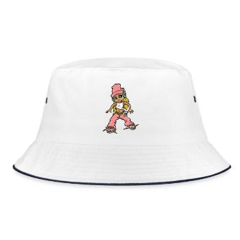 Hip Hop Mädchen in rosa - Bucket Hat - Weiß/Navy - Vorne