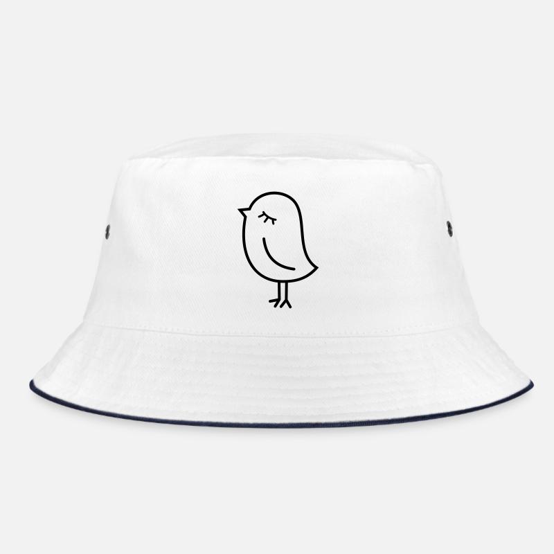 Spatz Vogel – Piepmatz Küken Tweet Vögelchen - Bucket Hat - Weiß/Navy