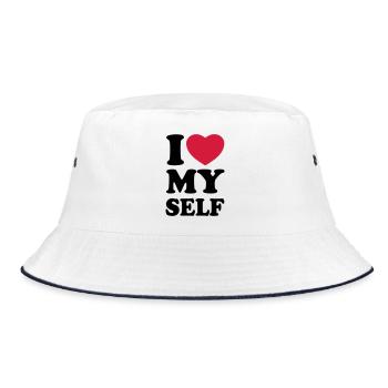 I love my self - Bucket Hat - white/navy - Front
