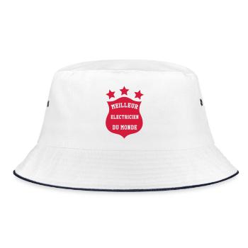 Elektriker / Elektrizität / Arbeit / Job - Bucket Hat - Weiß/Navy - Vorne
