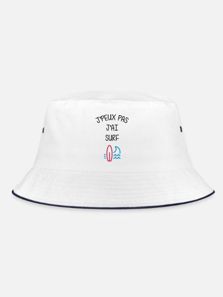 Surf / Surfeur / Sport / Sportif / J'peux pas - Bucket Hat - white/navy - Front