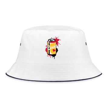 opened soda can in graffiti style - Bucket Hat - white/navy - Front