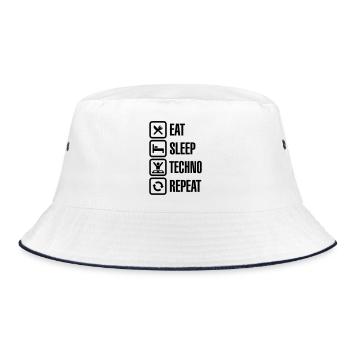 Eat Sleep Techno Repeat - Bucket Hat - white/navy - Front