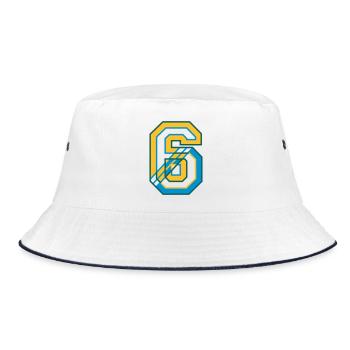 Jersey number six in varsity style - Bucket Hat - white/navy - Front