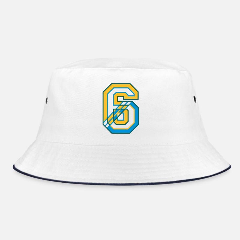 Jersey number six in varsity style Bucket Hat