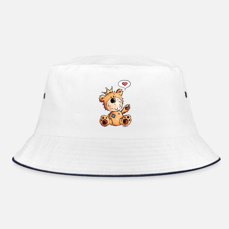 Bären Prinz König Mit Krone I Bärchen Bär Tedddy  - Bucket Hat - Weiß/Navy